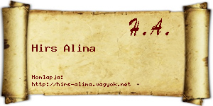 Hirs Alina névjegykártya